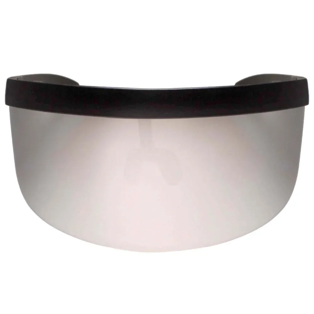 Futuristic Extra Large Oversized Chrome Mirrored Lens Visor Shield Sunglasses